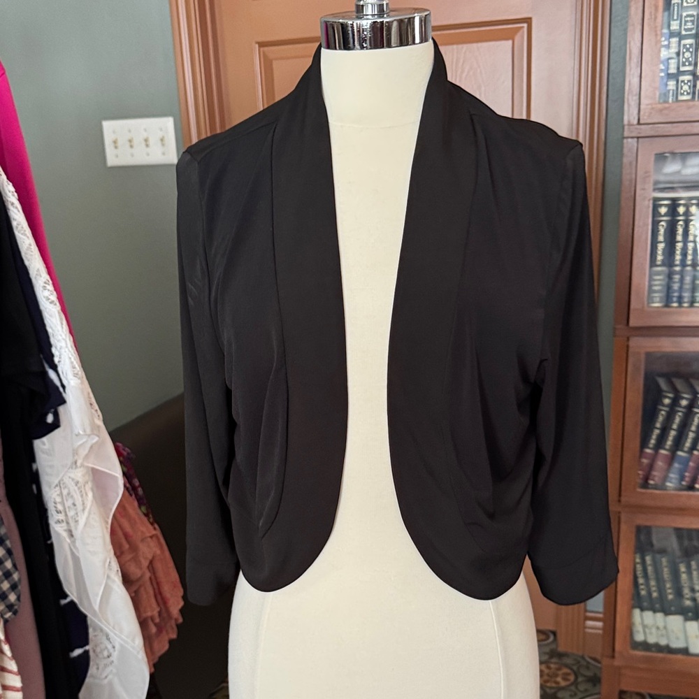 Black Women's Open Front Cropped Jacket